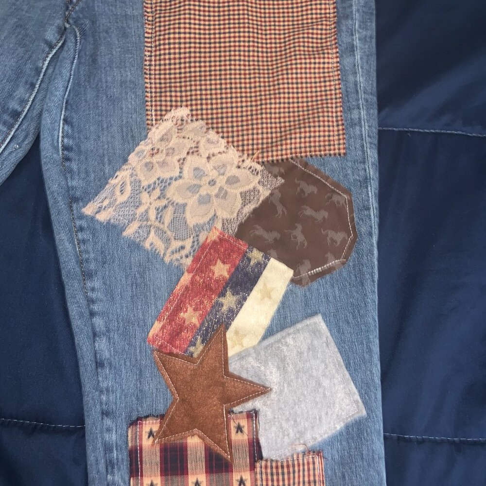 One of a Kind Western Patchwork Jeans - Picture 4 of 7